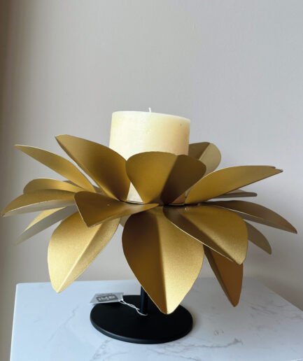 CANDELABRO LOTO DORADO BASE NEGRA 1541349