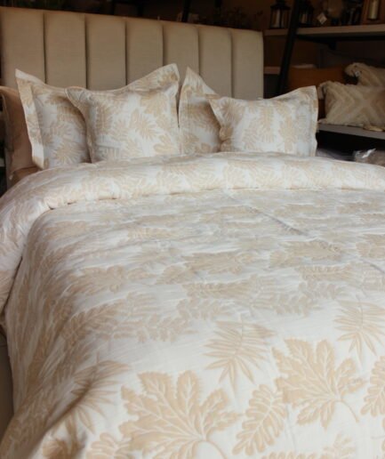 Sobrecama Extradoble Beige Hojas 1620167