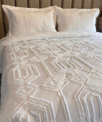 Cubrelecho King Zal. Geometrico Blanco H1642596